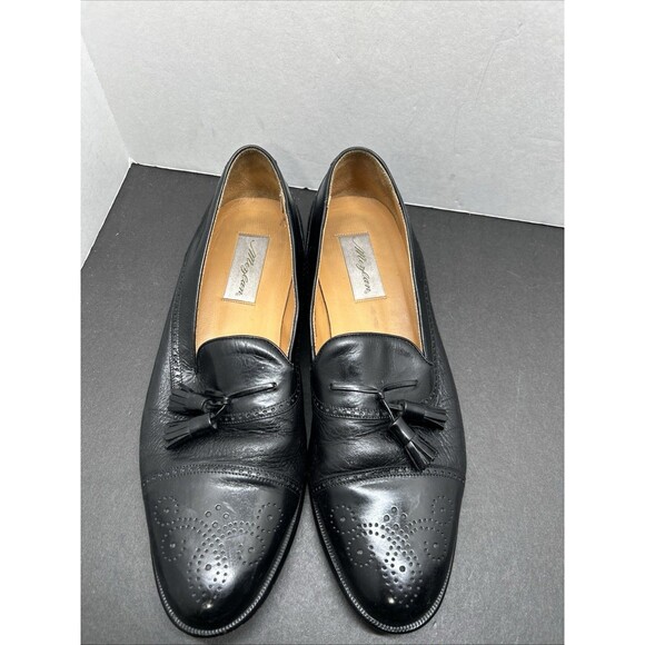MEZLAN HAVANA Black Men’s 13 Leather Tassel Cap Toe Slip On Dress Loafers Spain - Picture 1 of 10